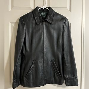 Lauren Ralph Lauren 1990s Vintage Black Leather Jacket